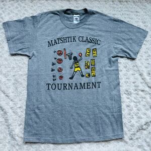 Jerzees Matshtik Classic Tournament Basketball Grey Cotton Tee Shirt Sz Medium